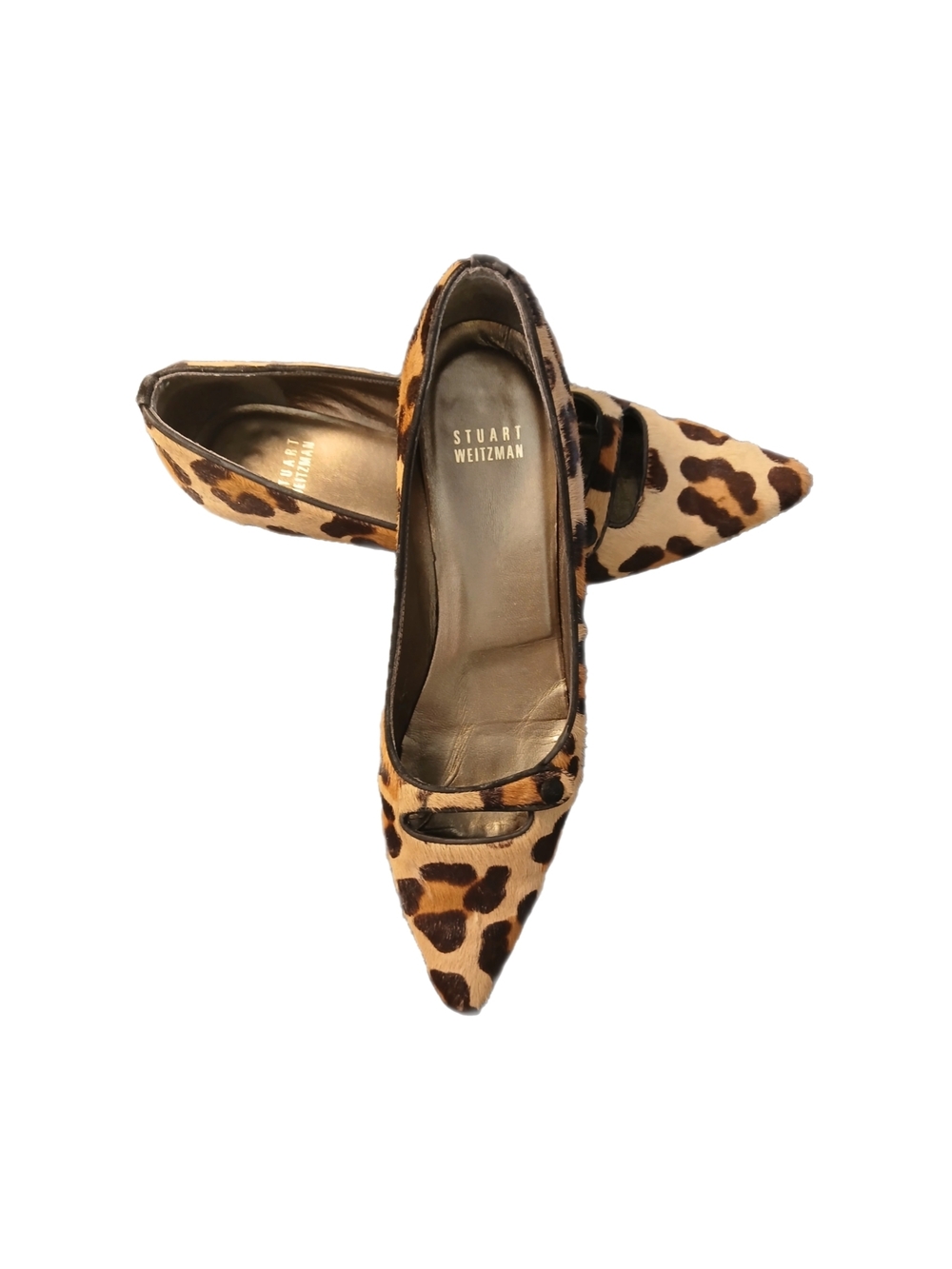 Stuart Weitzman Leopard-Print Pointed Flats in Tan and Brown